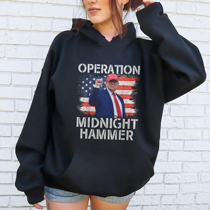 Donald Trump Operation Midnight Hammer USA Flag T Shirt