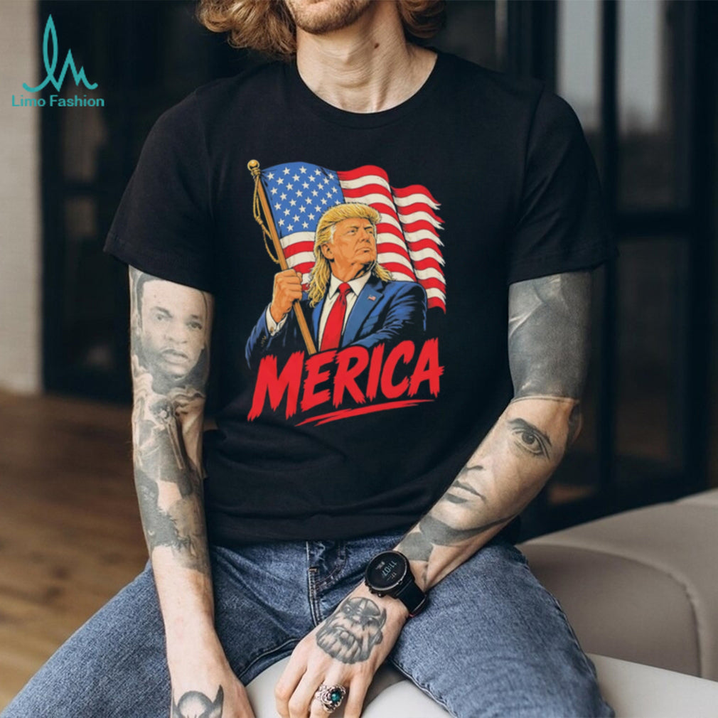 Donald Trump Patriotic Merica American Flag Mullet T Shirt