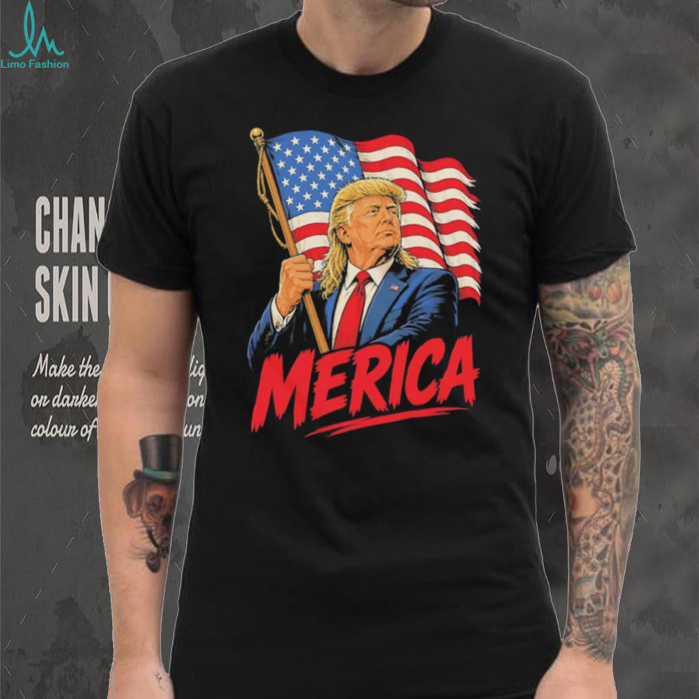 Donald Trump Patriotic Merica American Flag Mullet T Shirt