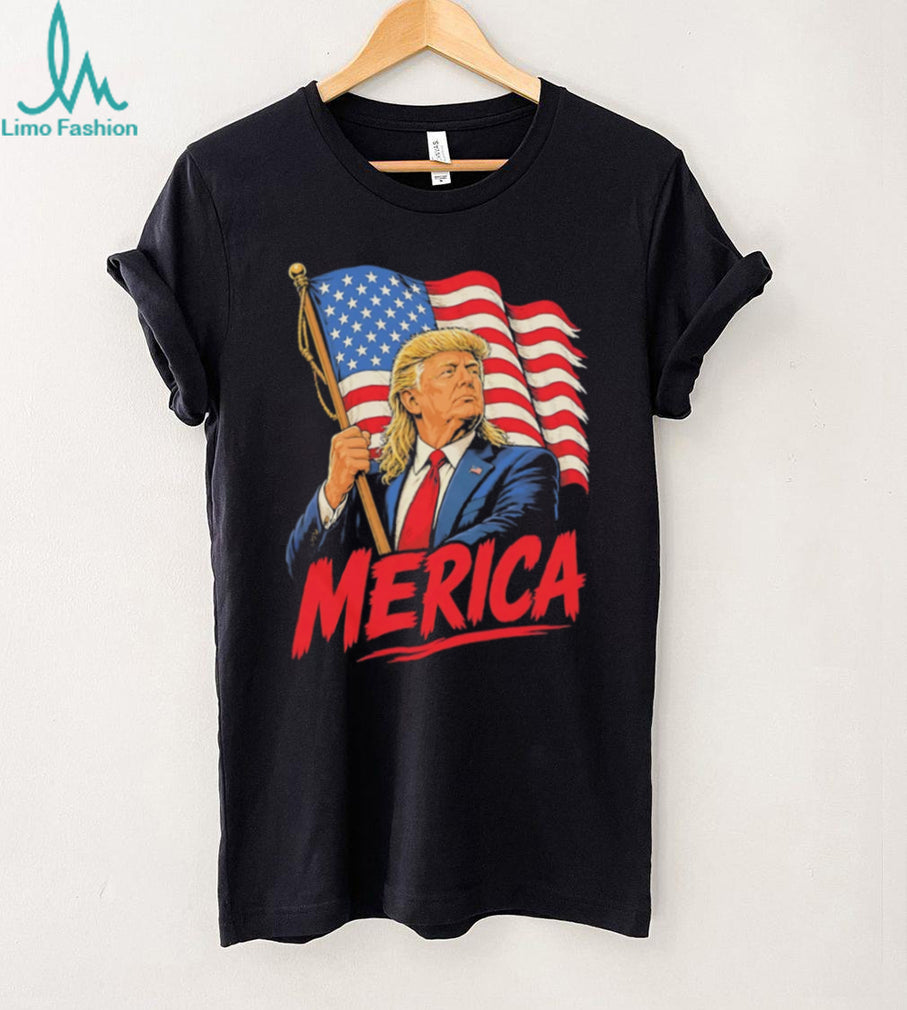 Donald Trump Patriotic Merica American Flag Mullet T Shirt