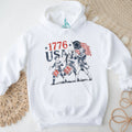 Drummers marching with American flag 1776 USA shirt