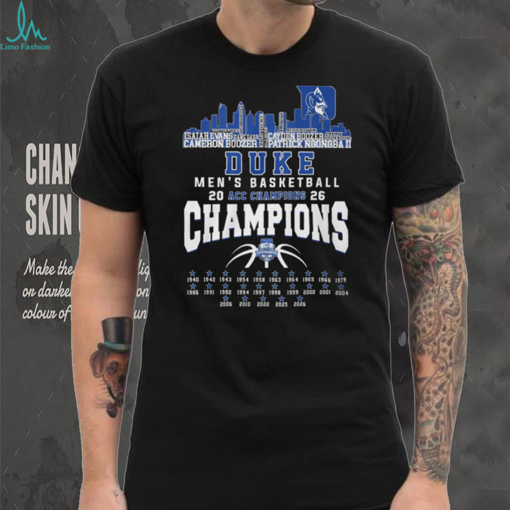 Duke Men’s Basketball 2026 ACC Champions Skyline & Roster Signature T Shirt