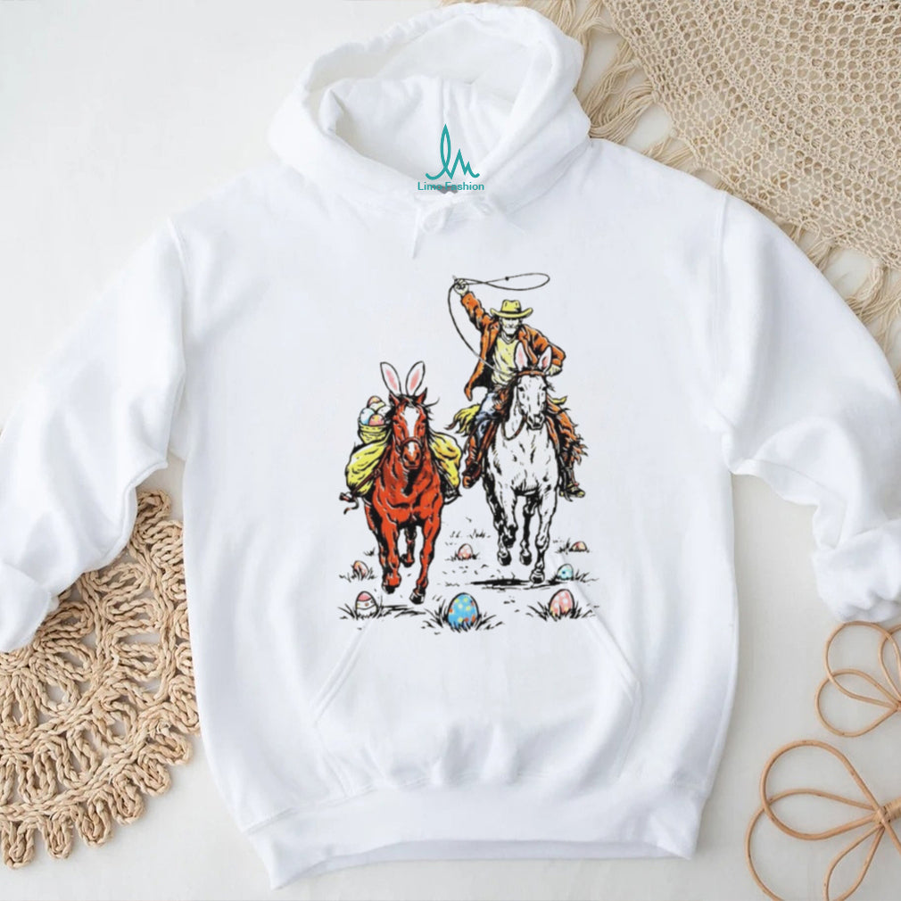 Easter Rodeo Cowboy and Bunny Horses Western T Shirt