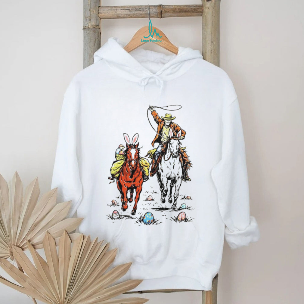 Easter Rodeo Cowboy and Bunny Horses Western T Shirt