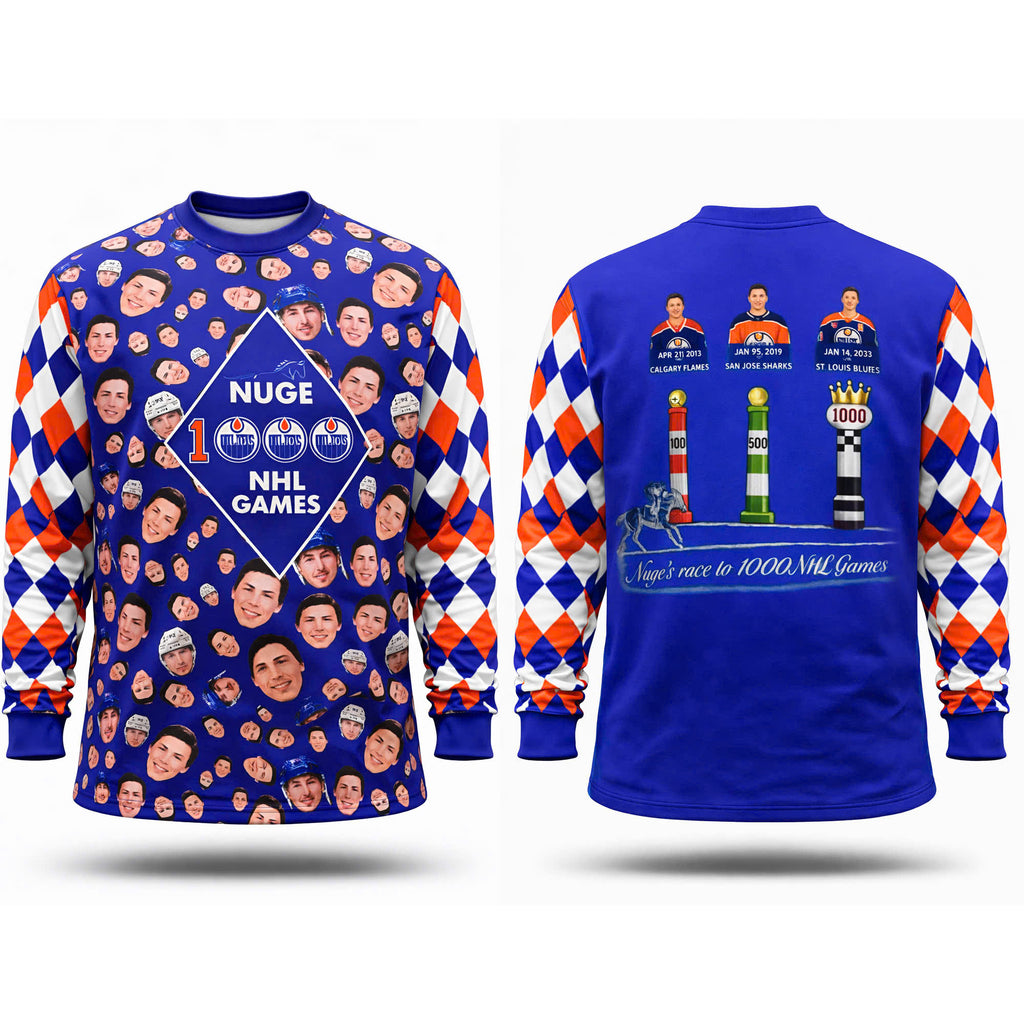 Edmonton Oilers Nuge’s Race To 1000 Games Long Sleeve Shirt