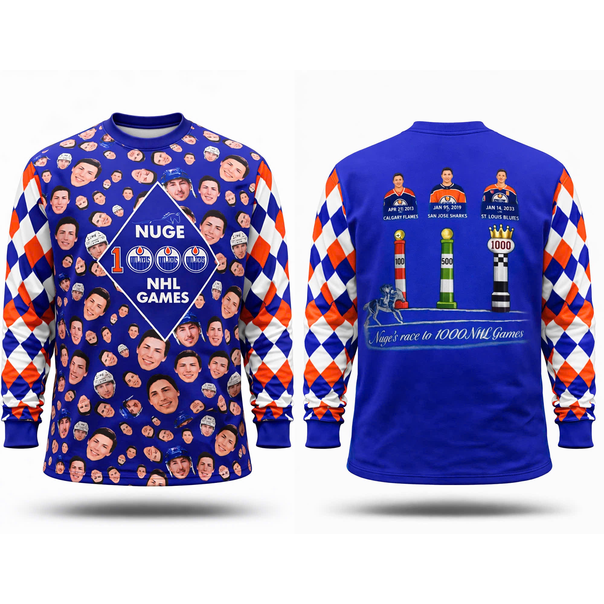 Edmonton Oilers Nuge’s Race To 1000 Games Long Sleeve Shirt
