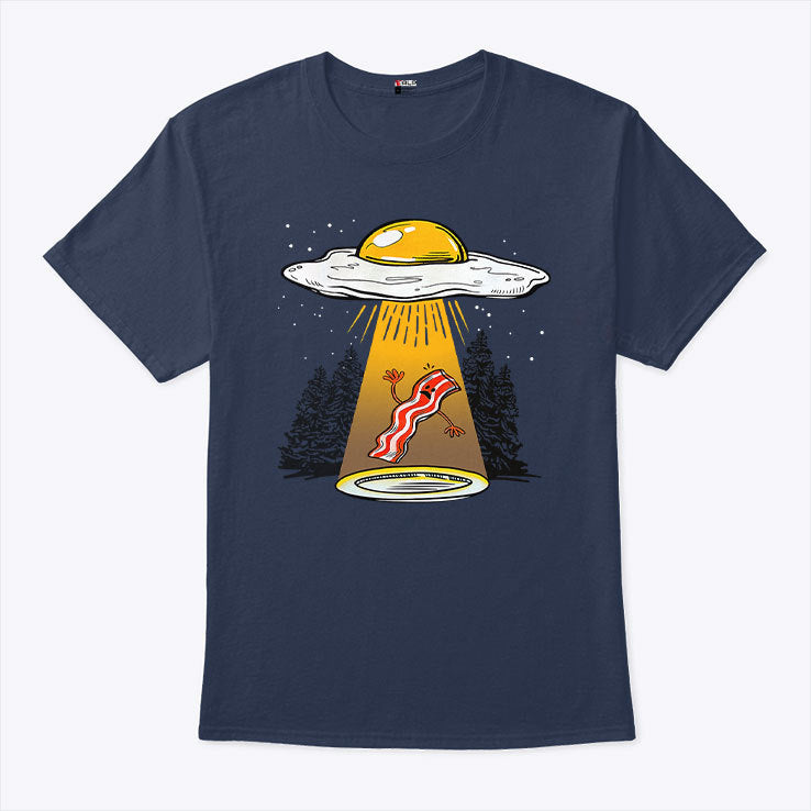 Egg Abducting Bacon Funny Alien UFO Shirt