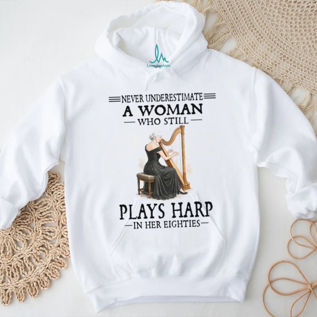 Elegant Woman Plays Harp In Her Eighties Classical Music Shirt