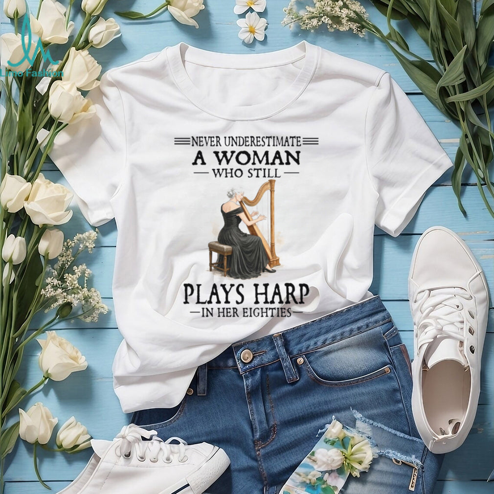 Elegant Woman Plays Harp In Her Eighties Classical Music Shirt