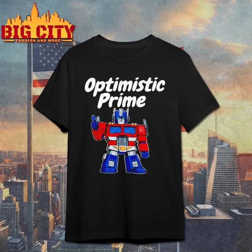 Elon Musk Wearing optimistic prime T-Shirt