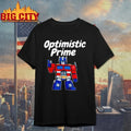 Elon Musk Wearing optimistic prime T-Shirt
