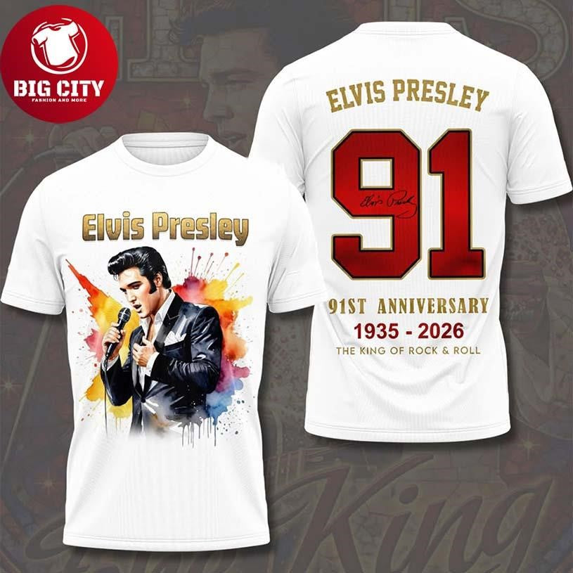 Elvis Presley King Of Rock And Roll 91St Anniversary 2026 Two Sided Shirt
