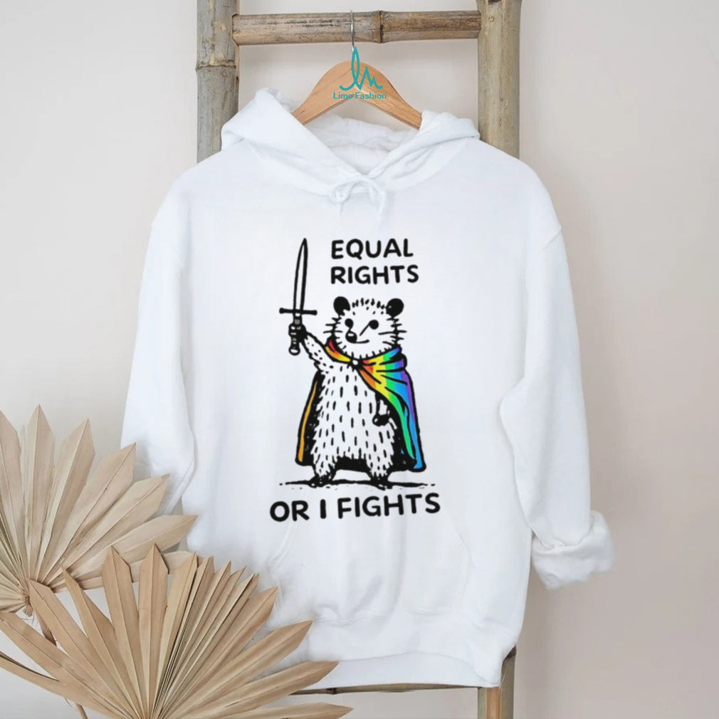 Equal rights or I fights possum wearing pride cape graphic shirt