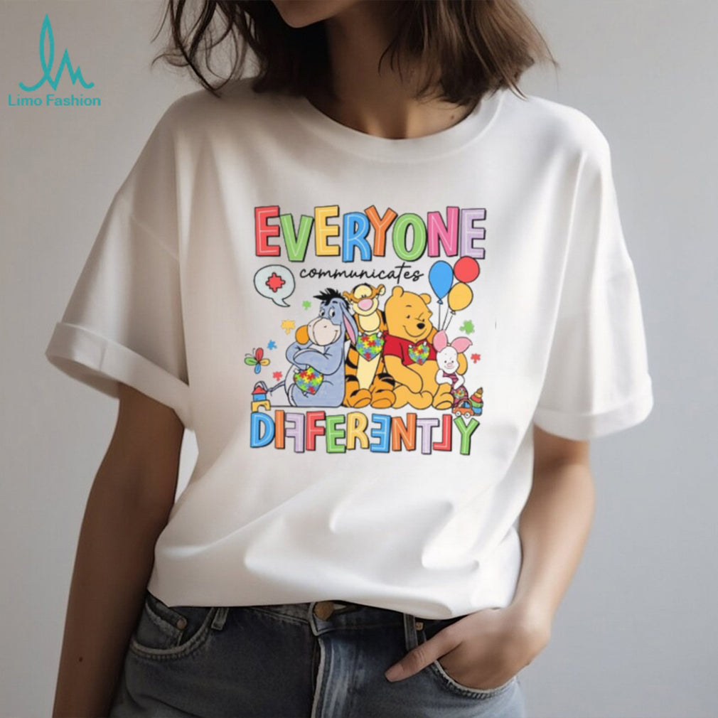 Everyone Communicates Differently Pooh & Friends Autism Awareness T Shirt