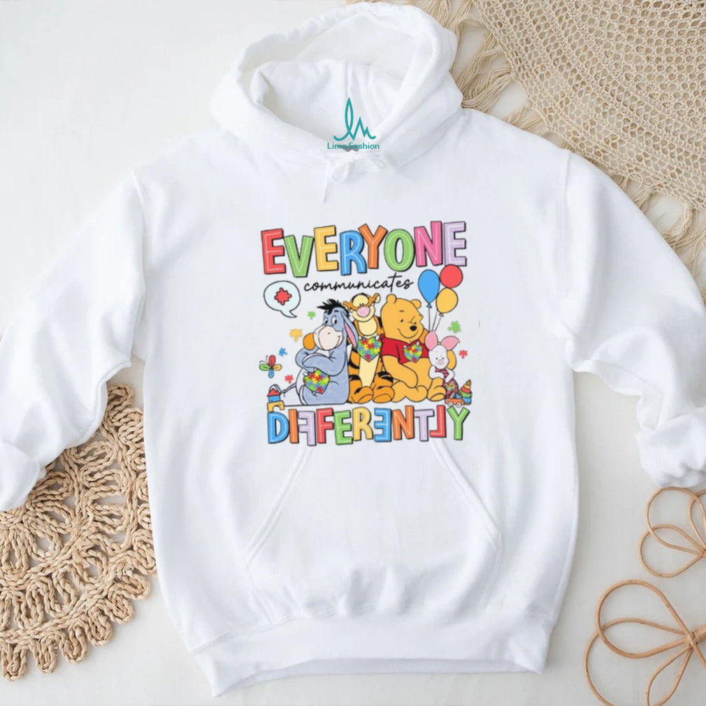 Everyone Communicates Differently Pooh & Friends Autism Awareness T Shirt