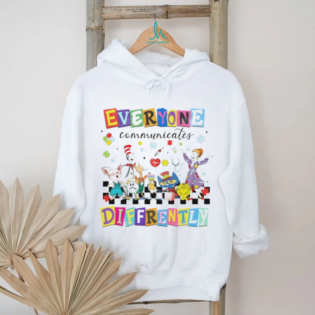 Everyone Communicates Differently Teachers & Kids Characters Neurodiversity T Shirt