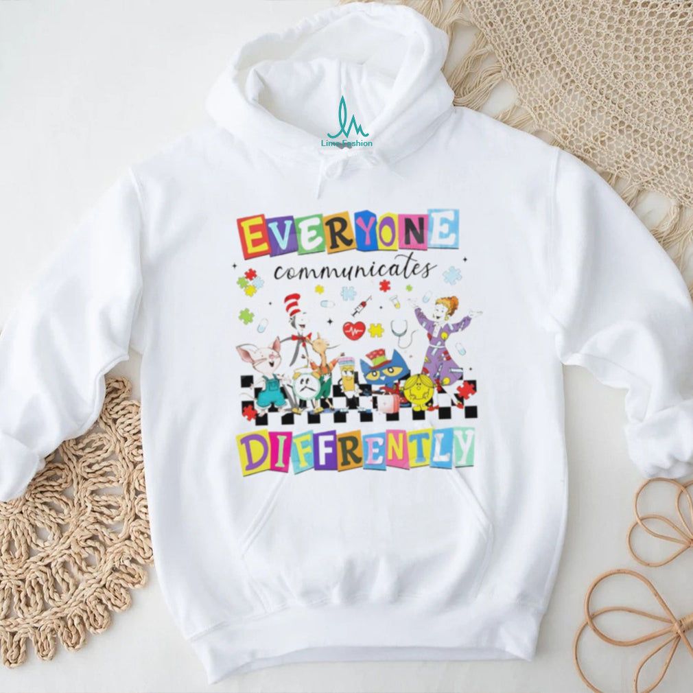 Everyone Communicates Differently Teachers & Kids Characters Neurodiversity T Shirt