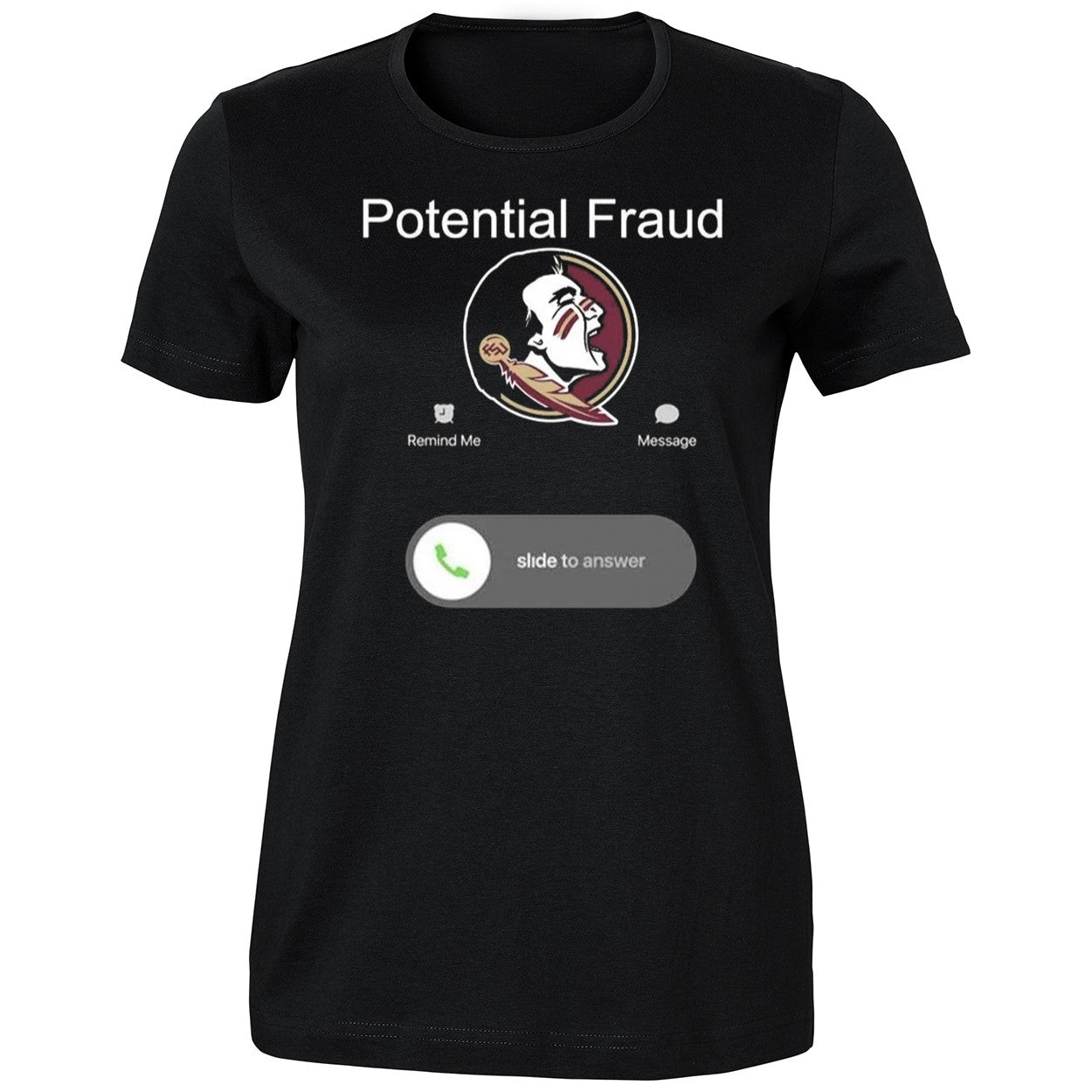 FSU phone screen displaying Potential Fraud Shirt