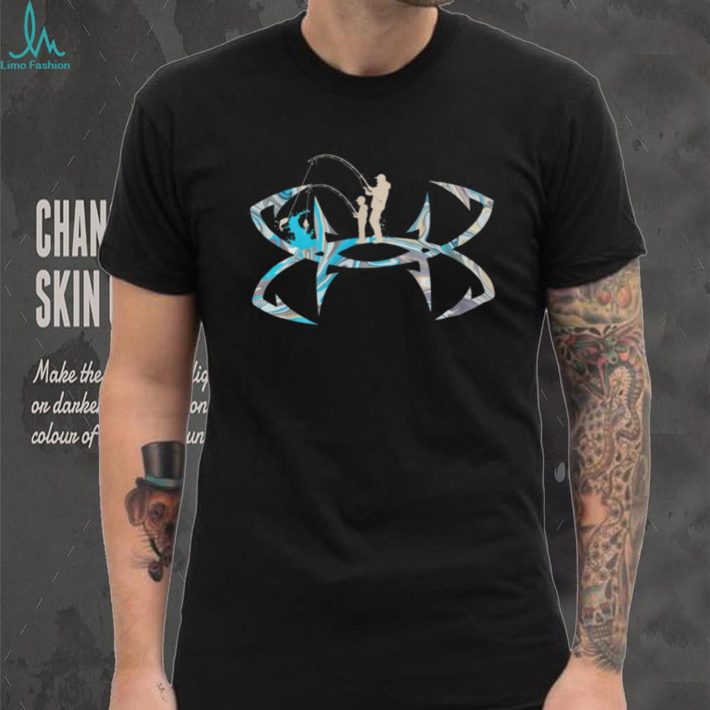 Father and Son Fishing Hooks Graphic Logo T Shirt