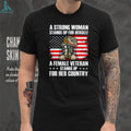 Female Veteran Stands Up For Her Country American Flag Boots T Shirt