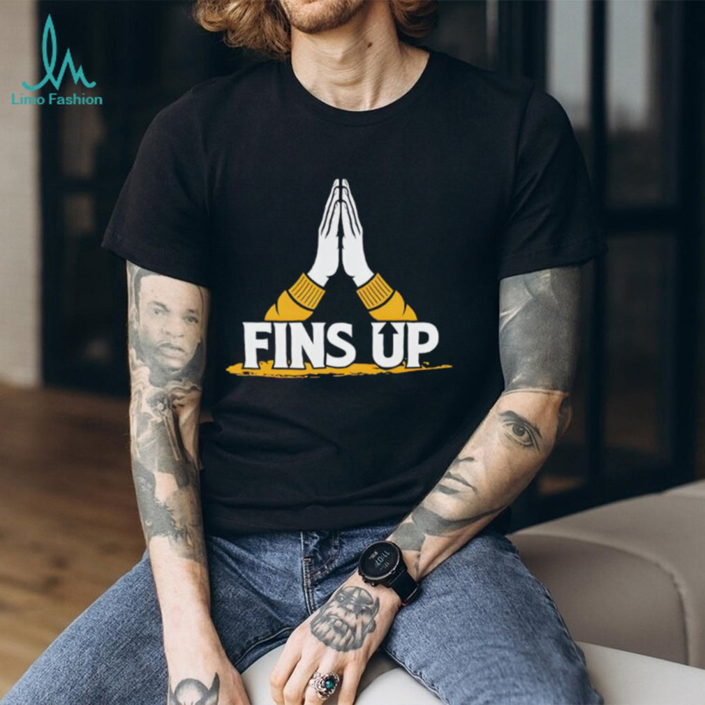 Fins Up Praying Hands Football Fan Graphic T Shirt