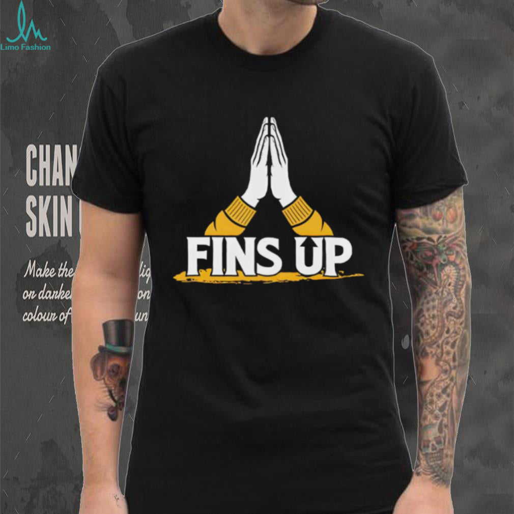 Fins Up Praying Hands Football Fan Graphic T Shirt
