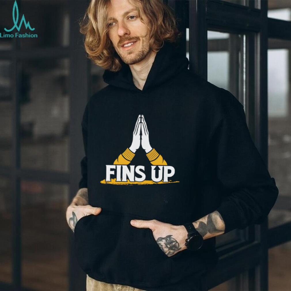 Fins Up Praying Hands Football Fan Graphic T Shirt