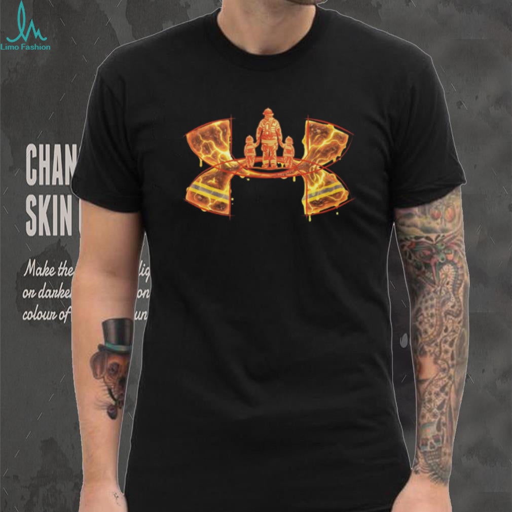 Firefighter Dad and Kids Fireman Hero Fire Effect T Shirt