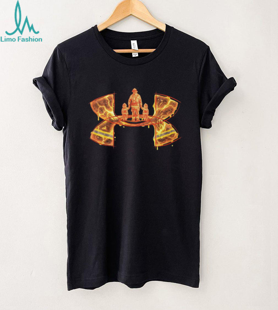 Firefighter Dad and Kids Fireman Hero Fire Effect T Shirt