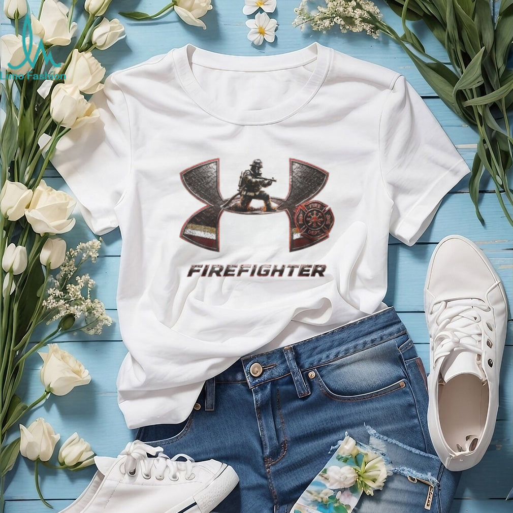 Firefighter Hero Duty Uniform Emblem Graphic Grey Shirt
