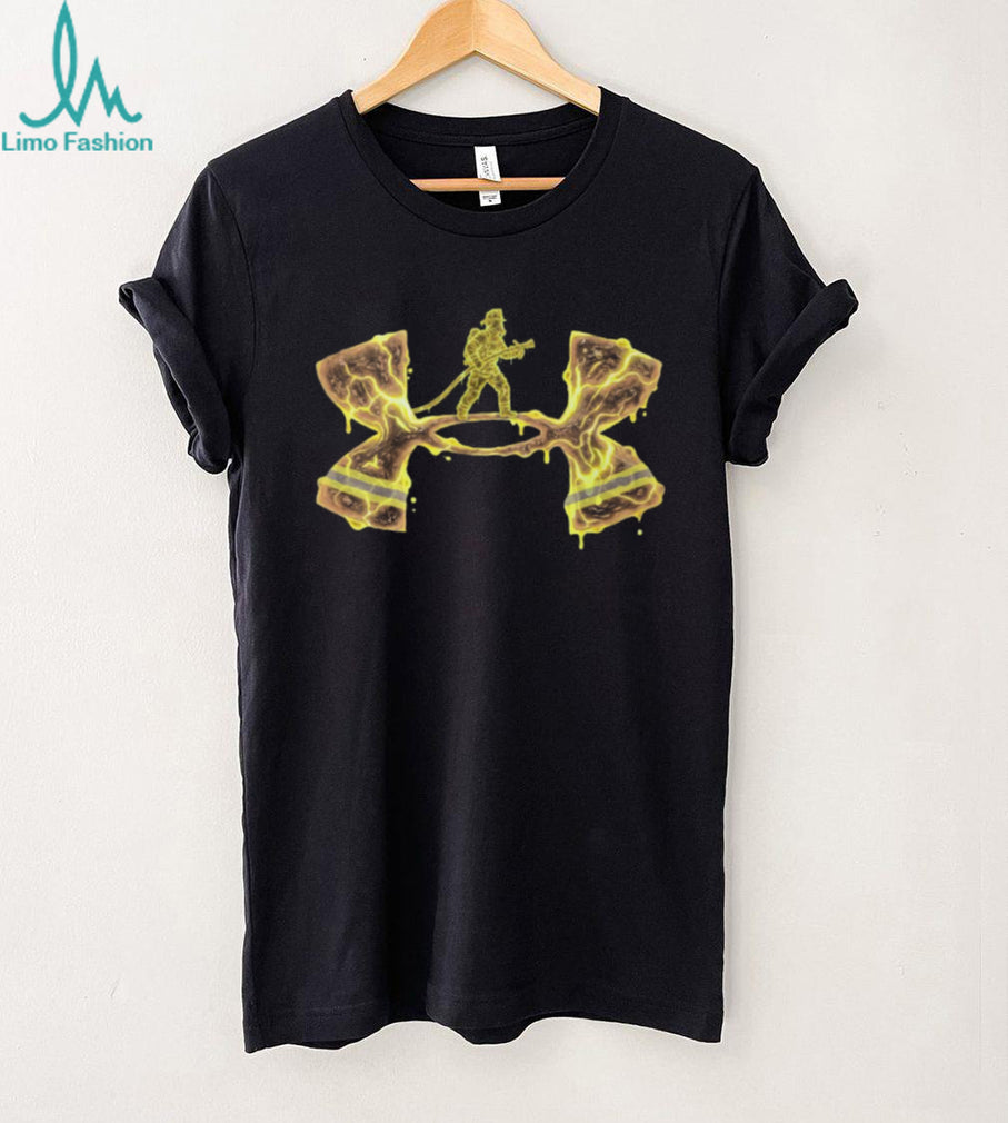Firefighter Hero Golden Shield Molten Texture Graphic T Shirt