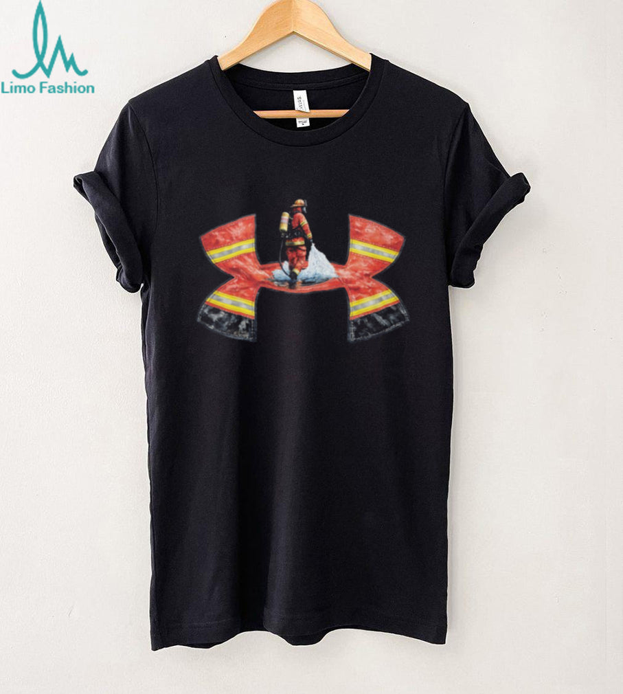 Firefighter in Action Thin Red Line Watercolor Style T Shirt