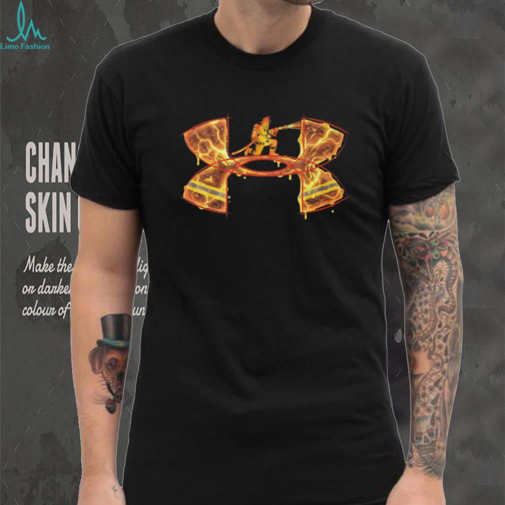 First Responder Fireman Kneeling Flame Graphic T Shirt