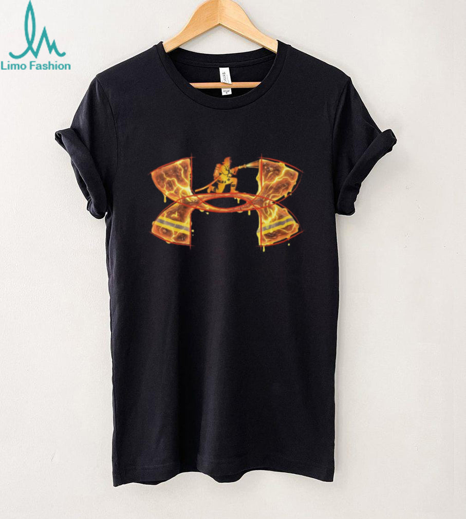 First Responder Fireman Kneeling Flame Graphic T Shirt
