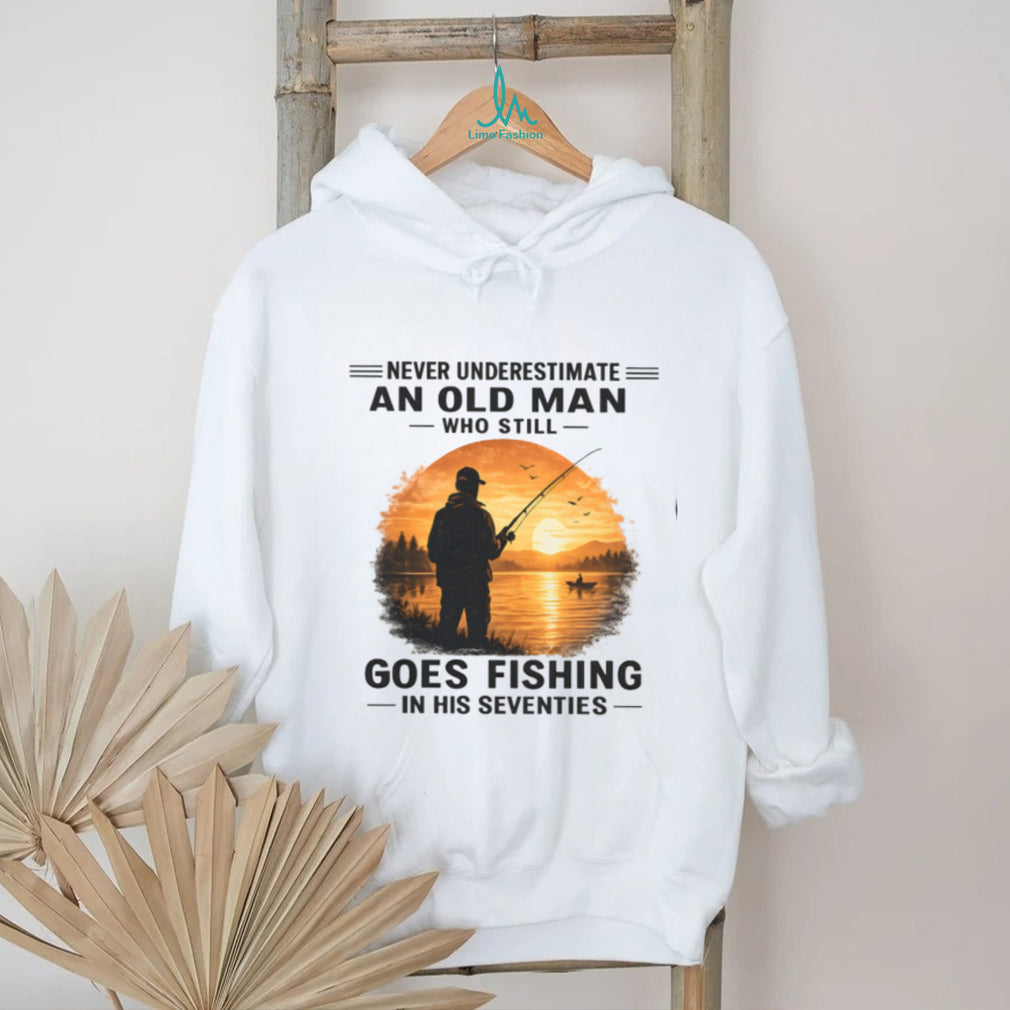 Fishing Old Man Sunset Fisherman Retirement Hobby Shirt
