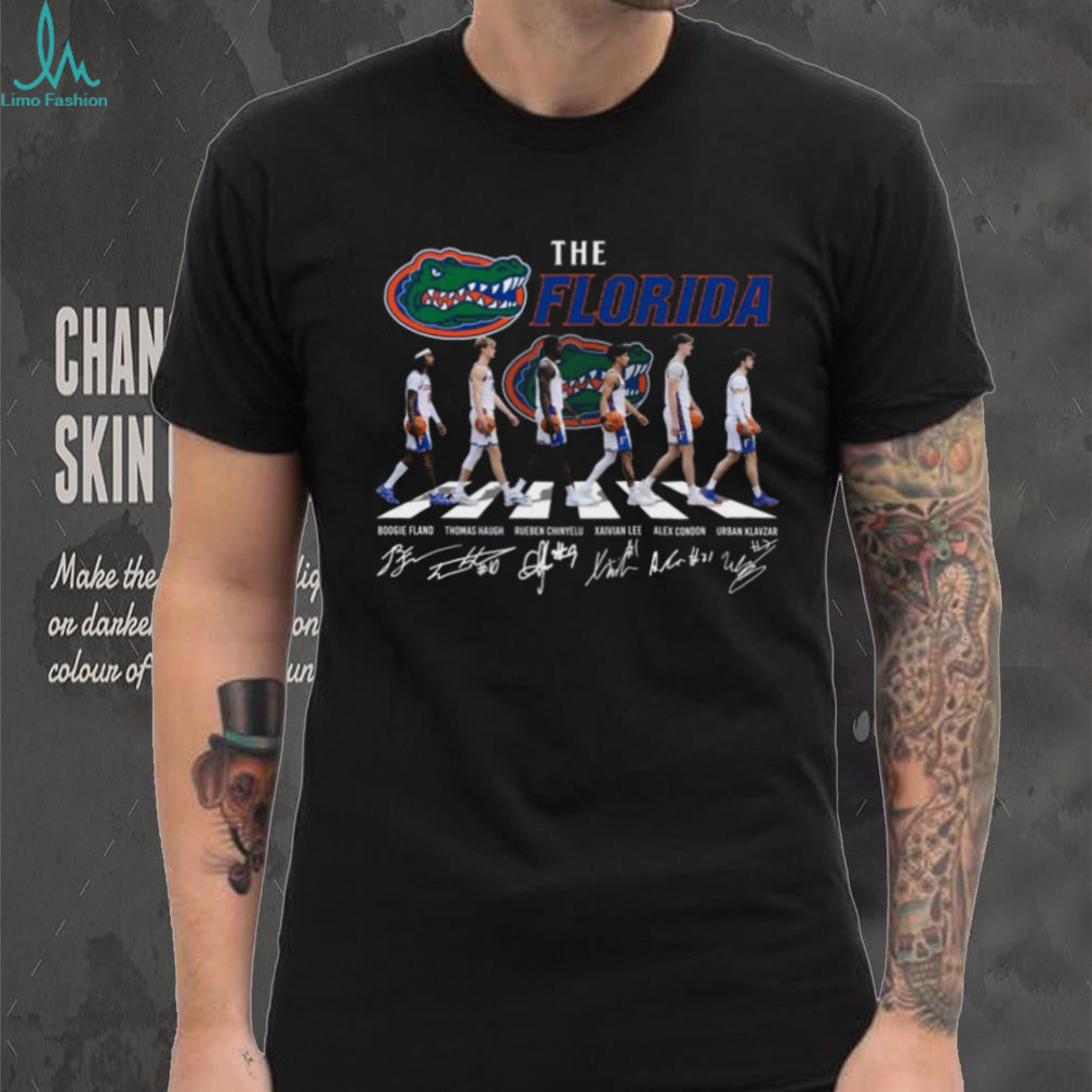Florida Gators Abbey Road Basketball Team Signatures Black T Shirt