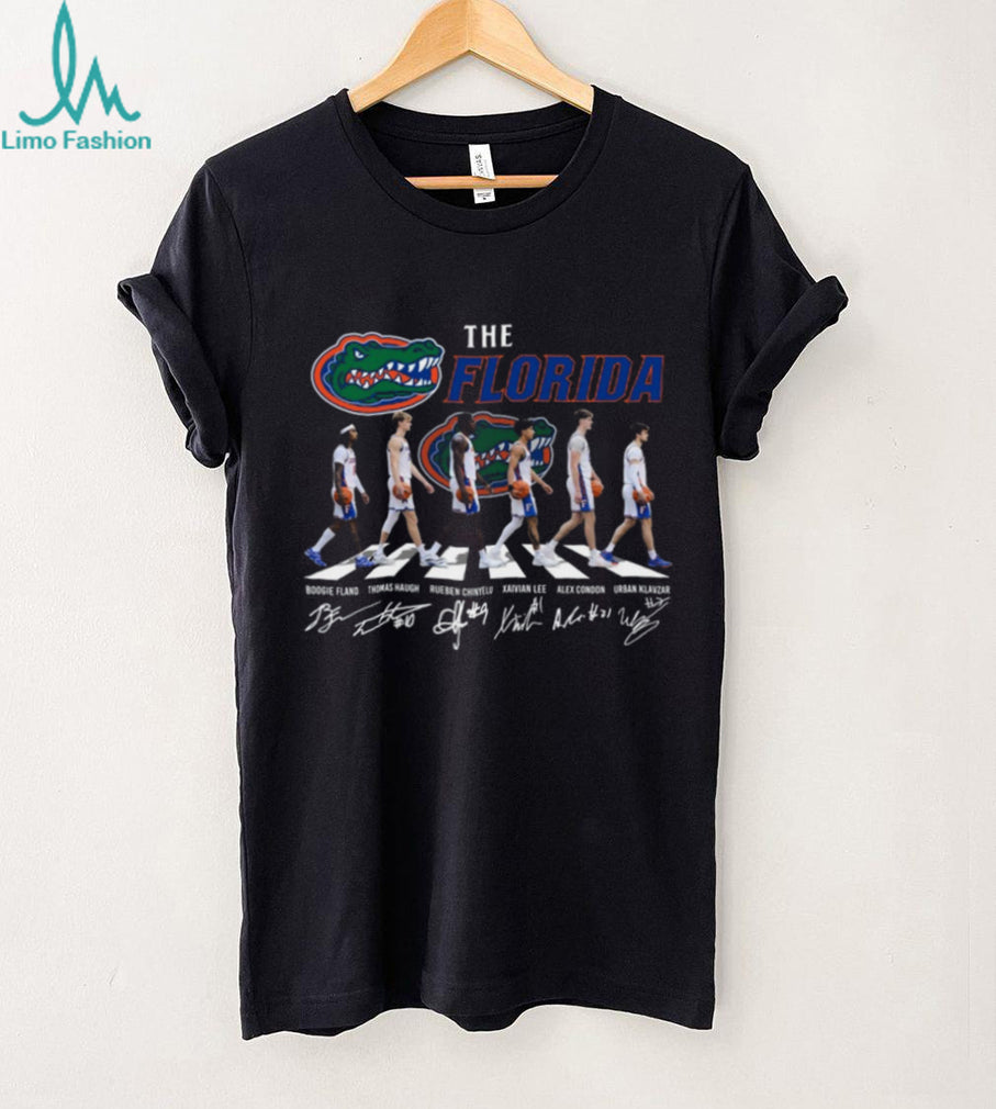 Florida Gators Abbey Road Basketball Team Signatures Black T Shirt