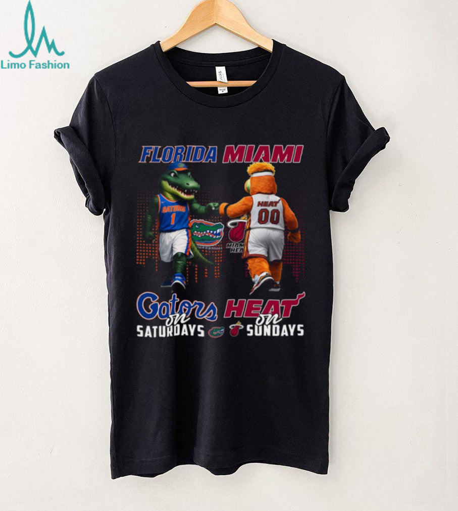 Florida Gators and Miami Heat Mascot “Gators on Saturdays Heat on Sundays” T Shirt