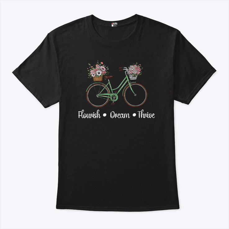 Flourish Dream Thrive Floral Bike Subtle 8647 Trump Resist T Shirt