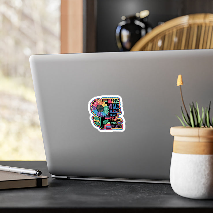 Flower Power Harris Walz 2024 Peace Love Equality Hope Diversity Sticker