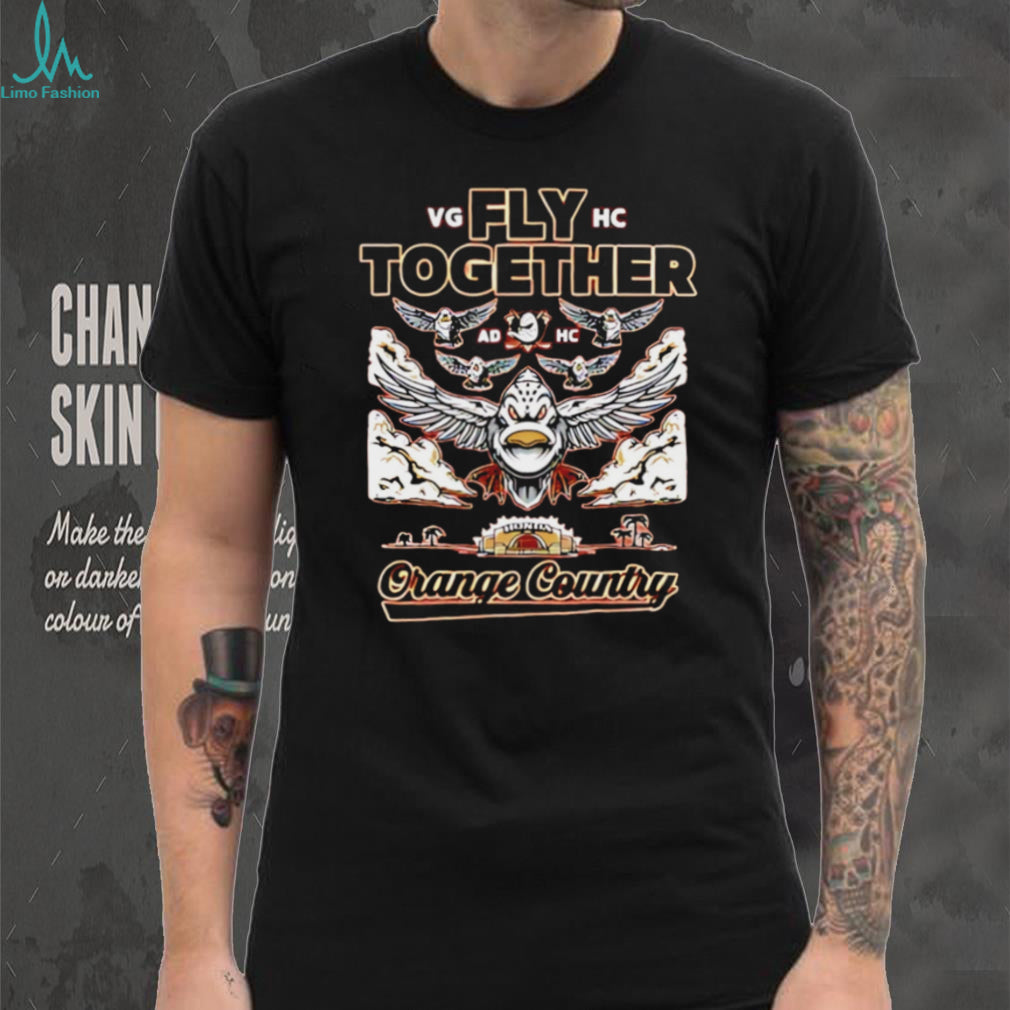 Fly Together Orange Country Ducks Hockey Mascot Retro Streetwear T Shirt