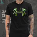 Football Player Celebration T Shirt Green Lightning and Stadium Lights Design