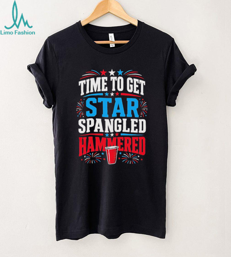Fourth of July Time To Get Star Spangled Hammered Party Solo Cup Patriotic T Shirt