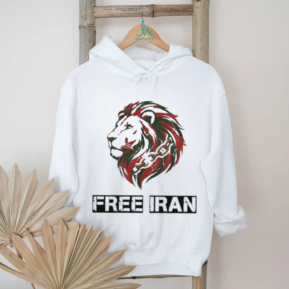Free Iran Lion and Broken Chains Activism Graphic Cotton T Shirt