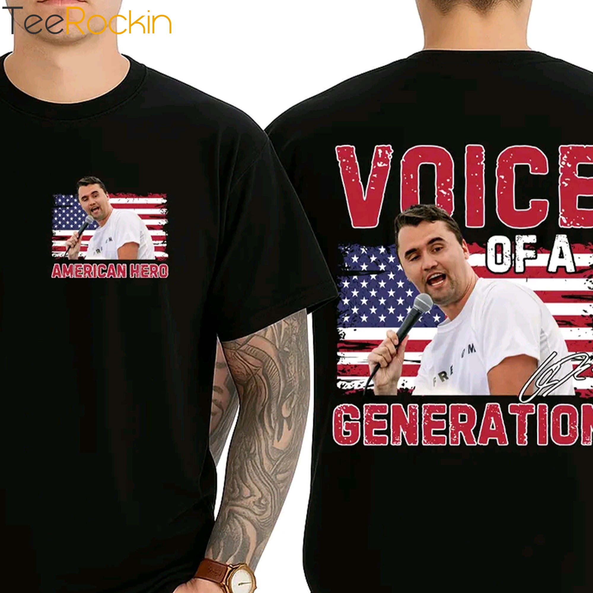 [Front+Back] Charlie Kirk American Hero Voice Of A Generation Shirt