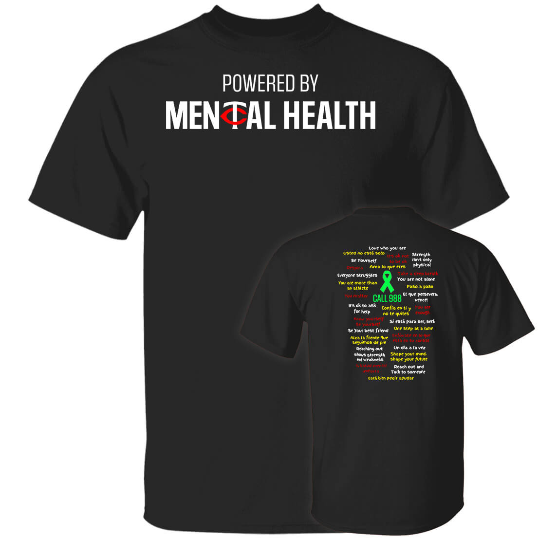 [Front+Back]Minnesota Twins Powered By Mental Health Shirt