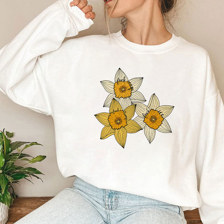 Fuck MAGA Fuck Trump Fuck ICE Yellow Daffodil Trio Shirt