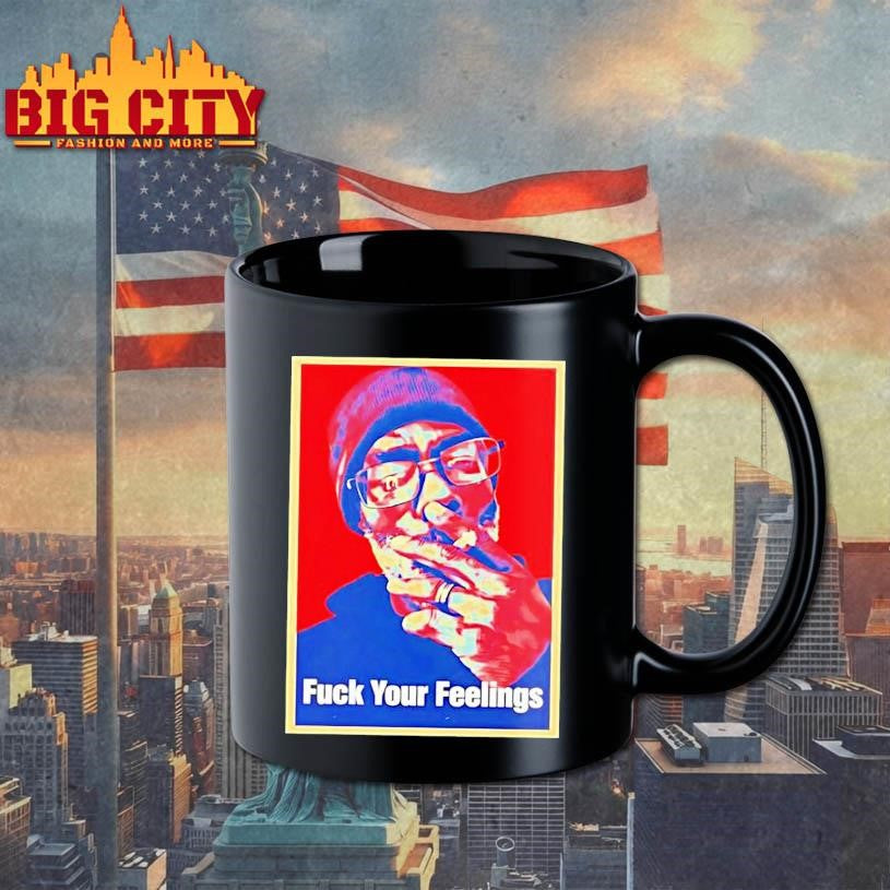 Fuck Your Feelings Black Man Smoking Beanie Glasses Graphic Shirt