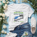 Funny Amtrak Train Am On The Track Pun White Graphic T Shirt