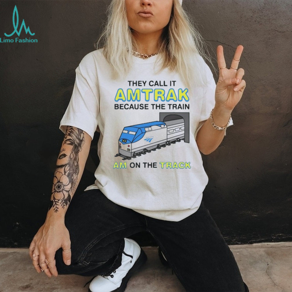 Funny Amtrak Train Am On The Track Pun White Graphic T Shirt